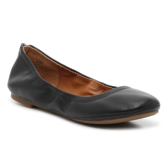 New in Box- Lucky Brand Eikia Ballet Flat Women's Size 7 in Black Leather - Picture 1 of 9